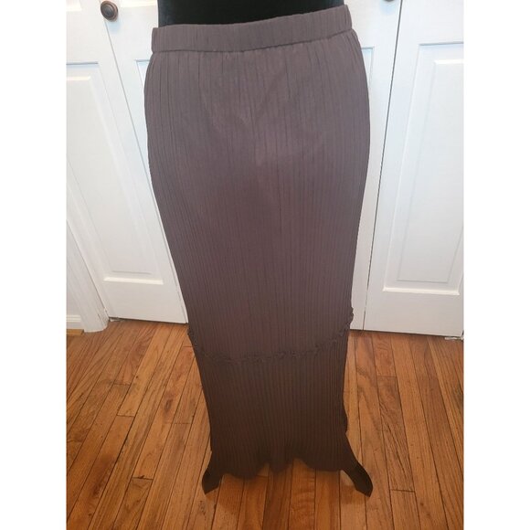 Chocolate Brown Pleated Tiered Maxi Skirt Chiffon Cato 22/24 Fall Whimsygoth - Picture 2 of 6
